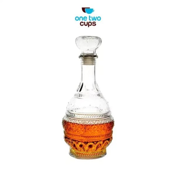 One Two Cups Whisky Decanter Glass Bottle Liquor Scotch Luxury Pagoda - C25