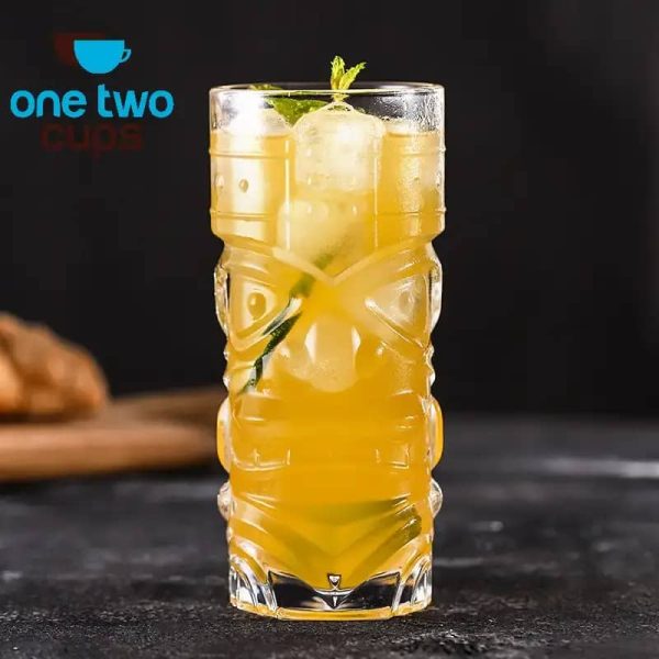 One Two Cups Gelas Kaca Aesthetic Kopi Teh Hawaiian Tiki Glass 400ml - GT81
