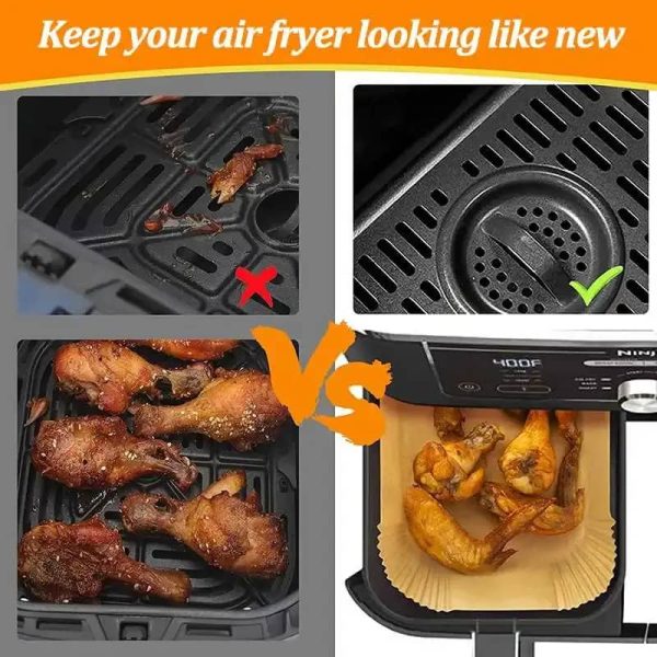 ginee_20260416174337408_9790056888.jpeg One Two Cups Kertas Alas Air Fryer Paper Liner Oilproof 22cm 50 PCS - MJ5