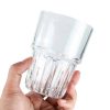 One Two Cups Gelas Kaca Aesthetic Kopi Teh Vertical Pattern Glas 320ml - 2011ZJ