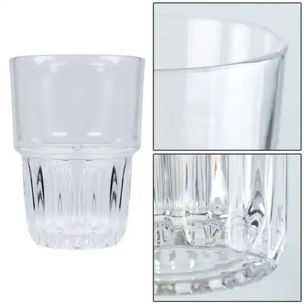 One Two Cups Gelas Kaca Aesthetic Kopi Teh Vertical Pattern Glas 320ml - 2011ZJ