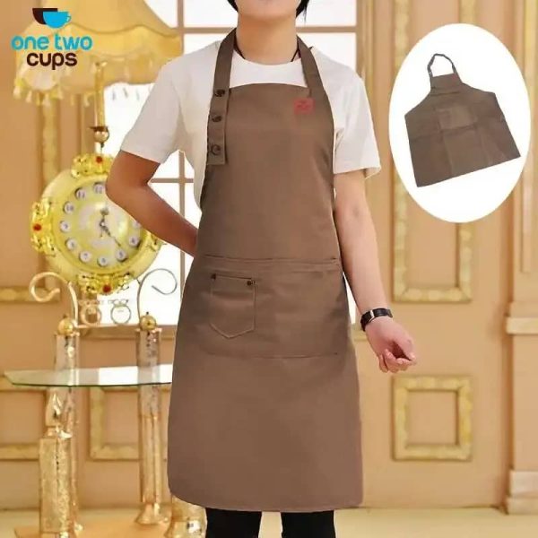 ginee_20260416175107074_9311595386.jpeg One Two Cups Celemek Masak Apron Dapur Canvas Strap Kancing - SP02