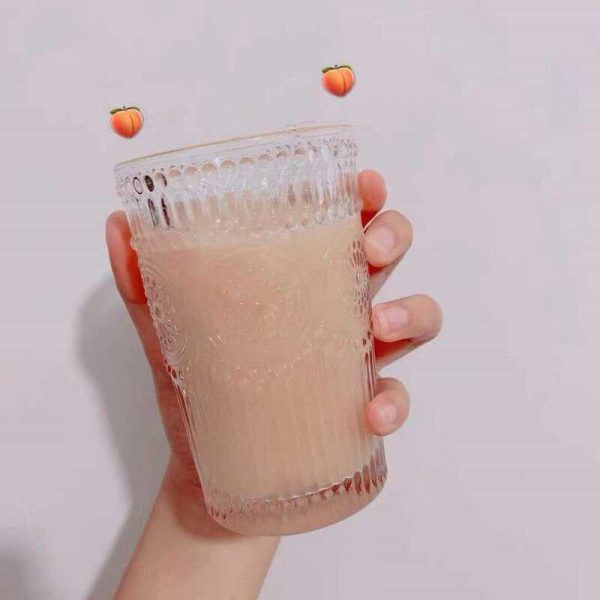 One Two Cups Gelas Kaca Aesthetic Kopi Teh Sunflower Glass 360ml - YJ09