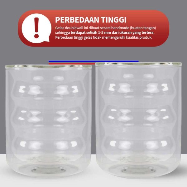 One Two Cups Gelas Kaca Aesthetic Tahan Panas Double Wall Glass 225ml - JJ915
