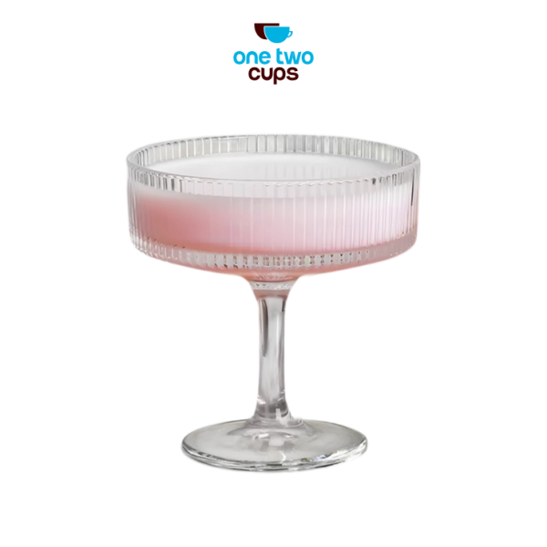 One Two Cups Gelas Kaca Aesthetic Pudding Es Krim Stripe Dessert Glass - L005 260ml