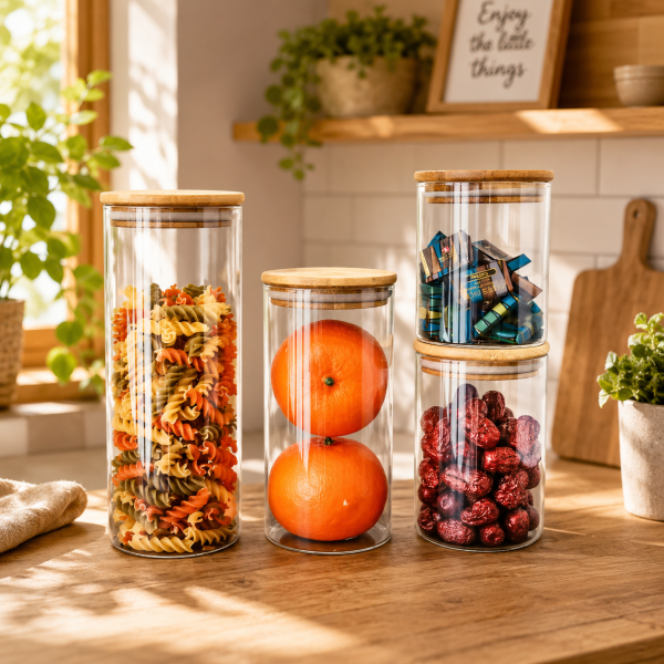 One Two Cups Toples Kaca Penyimpanan Makanan Storage Glass Jar - J001