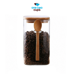One Two Cups Toples Kaca Borosilikat Kotak Storage with Bamboo Lid - ST-1020