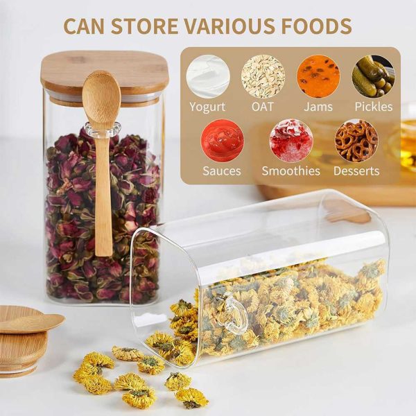 One Two Cups Toples Kaca Borosilikat Kotak Storage with Bamboo Lid  1L - ST-1020