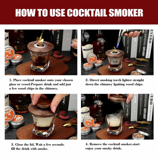 One Two Cups Set Alat Pengasap Cocktail Smoker Kit with 4 Wood Chips - TPY-40