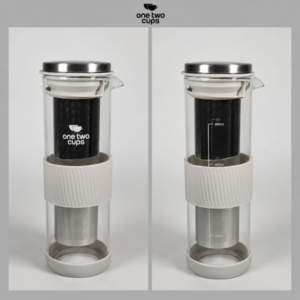 One Two Cups French Press Coffee Maker Pot Plunger Glass - FN50