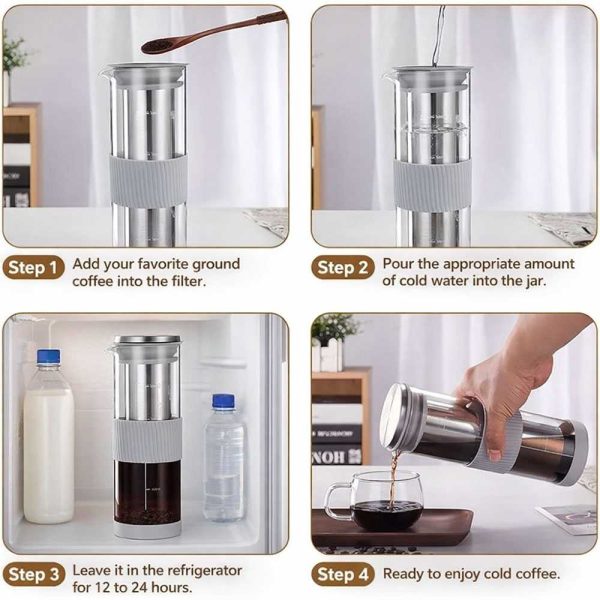 One Two Cups French Press Coffee Maker Pot Plunger Glass - FN50