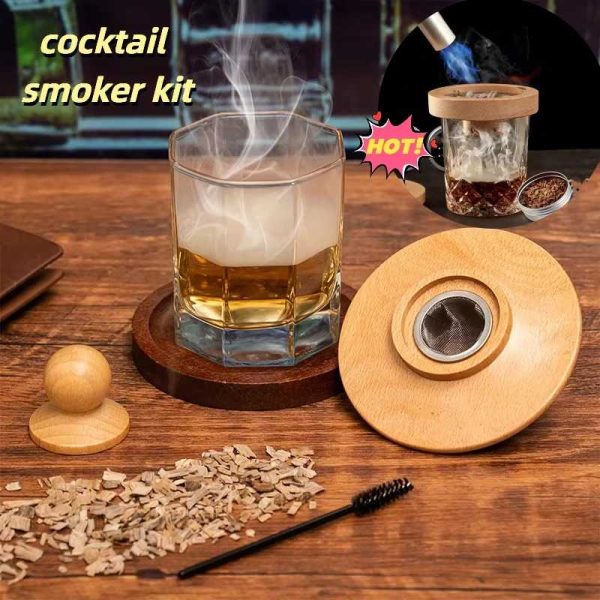 One Two Cups Alat Pengasap Cocktail Wooden Smoker Kit with 6 Wood Chip - SK-400