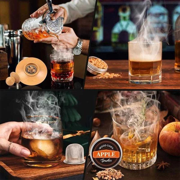 One Two Cups Alat Pengasap Cocktail Wooden Smoker Kit with 6 Wood Chip - SK-400