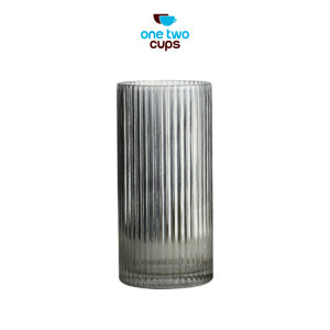 One Two Cups Gelas Kaca Aesthetic Kopi Teh Dirty Latte Stripe Glass - SH-25