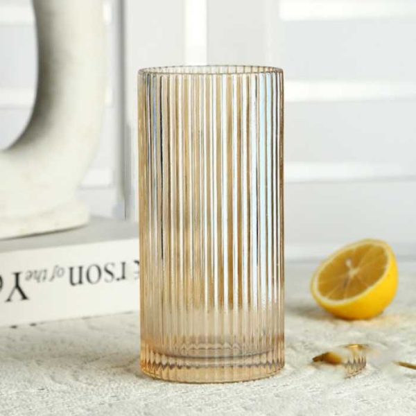 One Two Cups Gelas Kaca Aesthetic Kopi Teh Dirty Latte Stripe Glass - SH-25
