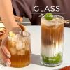 One Two Cups Gelas Kaca Aesthetic Kopi Teh Dirty Latte Stripe Glass - SH-25