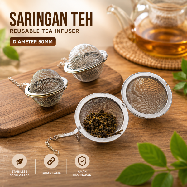 ginee_20260528172643227_7563220730.png One Two Cups Saringan Teh Reusable Tea Filter Infuser Strainer 50mm - K520