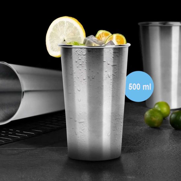 One Two Cups Gelas Stainless Steel Korea Single Wall Glass 500ml - H13