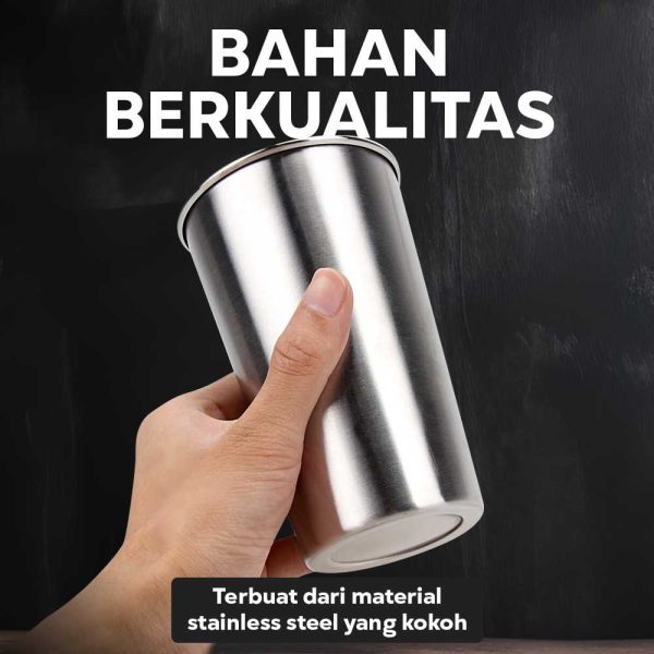 One Two Cups Gelas Stainless Steel Korea Single Wall Glass 500ml - H13