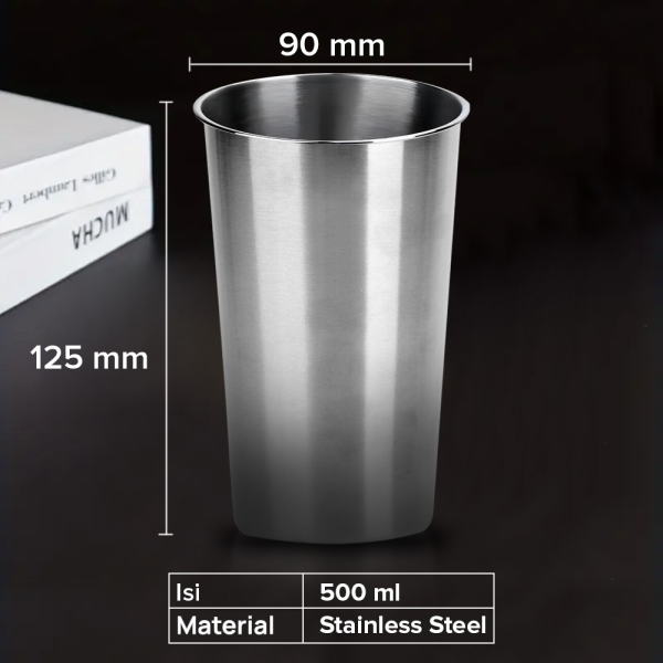 One Two Cups Gelas Stainless Steel Korea Single Wall Glass 500ml - H13