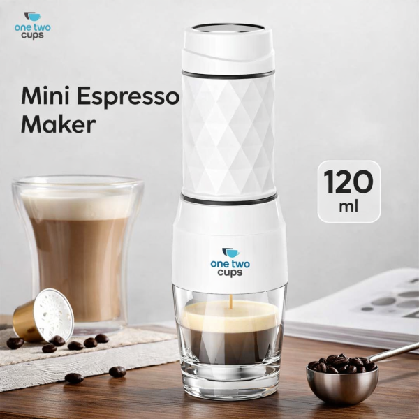 One Two Cups Hand Press Mini Espresso Coffee Maker 3in1 20 Bar 120ml Putih- HS-8439