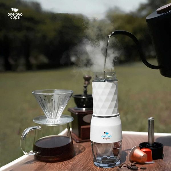 One Two Cups Hand Press Mini Espresso Coffee Maker 3in1 20 Bar 120ml Putih- HS-8439