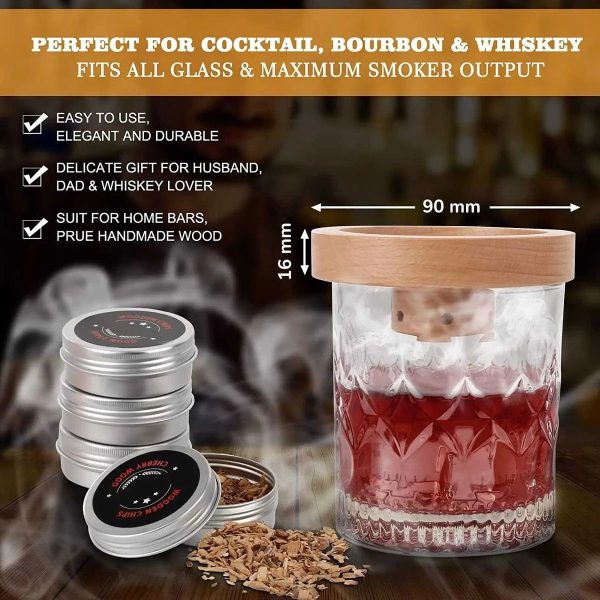 One Two Cups Set Alat Pengasap Cocktail Wooden Smoker Kit 4 Wood Chips - SK-350
