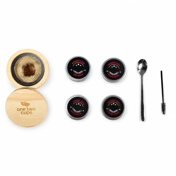 One Two Cups Set Alat Pengasap Cocktail Wooden Smoker Kit 4 Wood Chips - SK-350