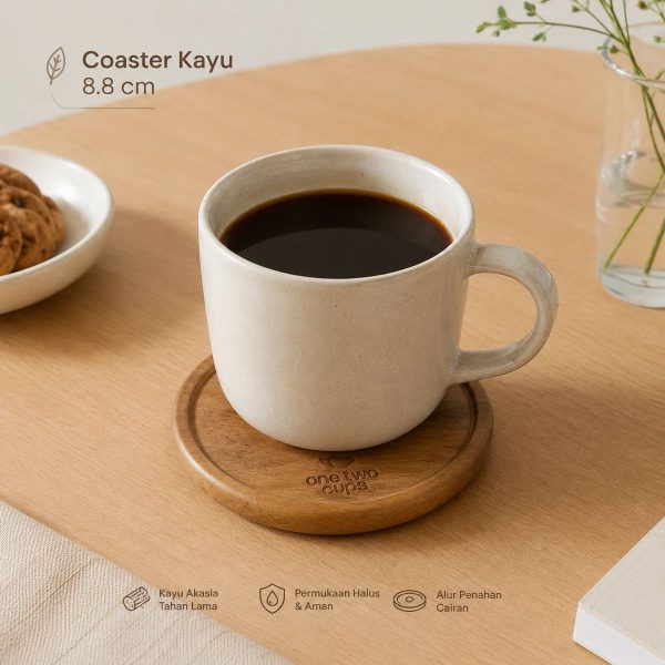 ginee_20260713171237556_9915223043.jpeg One Two Cups Coaster Kayu Tatakan Gelas Kopi Wood Holder - EQF310