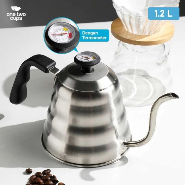 One Two Cups Teko Kopi Leher Angsa Pour Over Drip Kettle Thermometer - RT-40