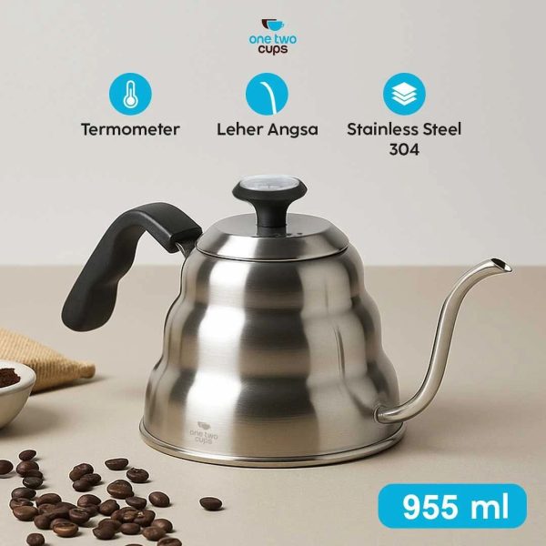 One Two Cups Teko Kopi Leher Angsa Pour Over Drip Kettle Thermometer - RT-40