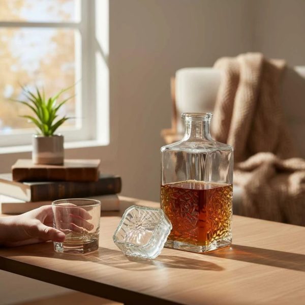 ginee_20260713180148225_8632909343.jpeg One Two Cups Whisky Decanter Glass Bottle Liquor Scotch Luxury 950ml - AL95