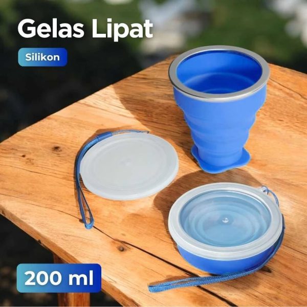 ginee_20260713180246773_7527458978.jpeg One Two Cups Gelas Lipat Silikon Foldable Camping with Strap 200ml - F120