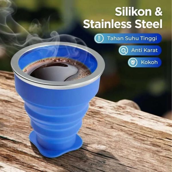 ginee_20260713180247270_0454703106.jpeg One Two Cups Gelas Lipat Silikon Foldable Camping with Strap 200ml - F120