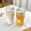 One Two Cups Gelas Kaca Aesthetic Kopi Dirty Latte with Lid 600ml - OP01