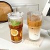 One Two Cups Gelas Kaca Aesthetic Kopi Dirty Latte with Lid 600ml - OP01