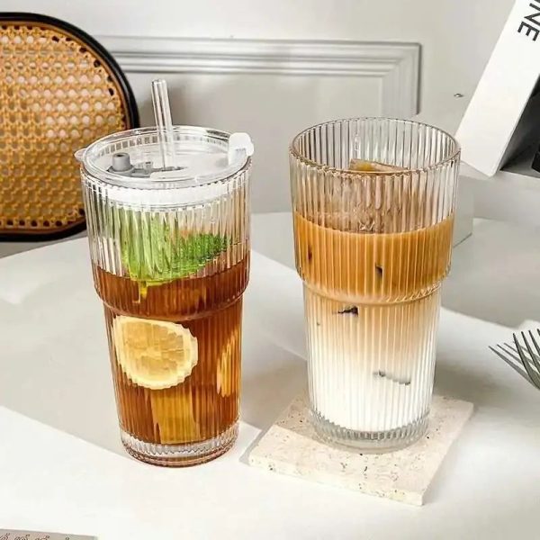 One Two Cups Gelas Kaca Aesthetic Kopi Dirty Latte with Lid 600ml - OP01