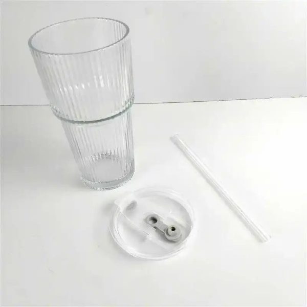 One Two Cups Gelas Kaca Aesthetic Kopi Dirty Latte with Lid 600ml - OP01
