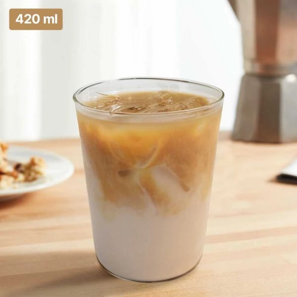 One Two Cups Gelas Kaca Aesthetic Kopi Teh Minimalist Glass 420ml - CQ-420