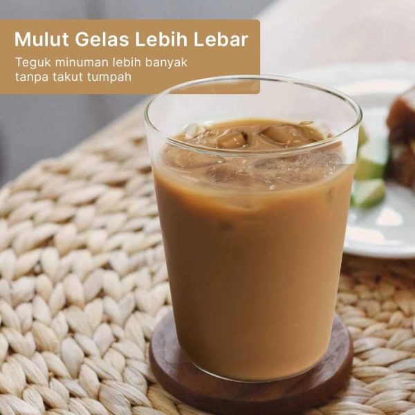 One Two Cups Gelas Kaca Aesthetic Kopi Teh Minimalist Glass 420ml - CQ-420