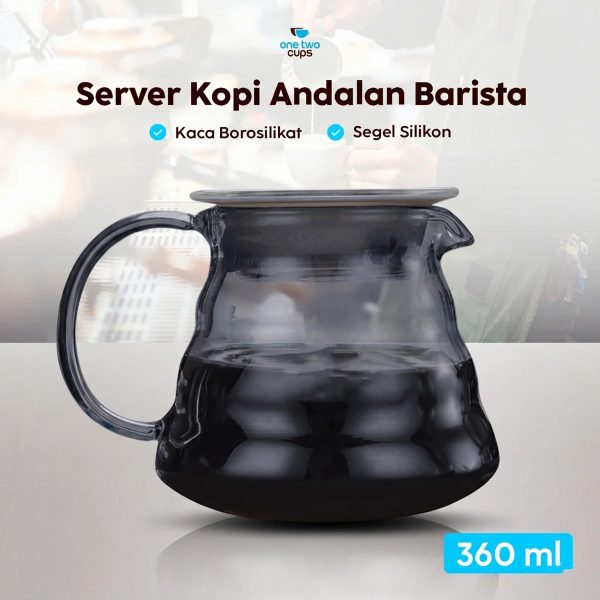 One Two Cups Coffee Server V60 Drip Pour Over Borosilicate Glass - SE101 - Light Gray