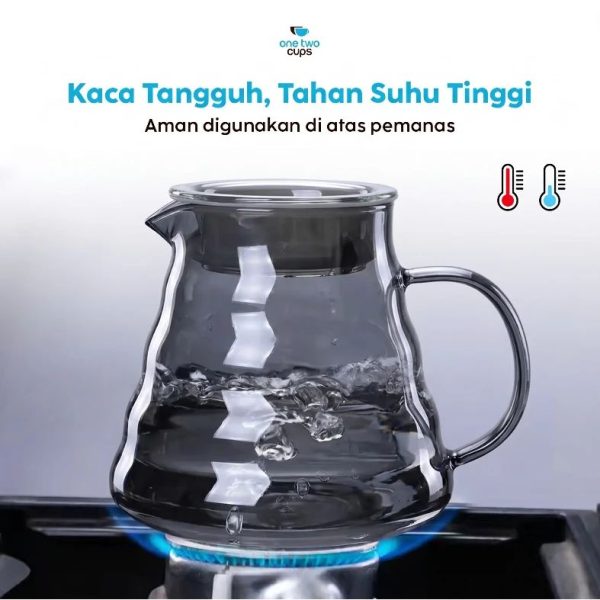 One Two Cups Coffee Server V60 Drip Pour Over Borosilicate Glass - SE101 - Light Gray