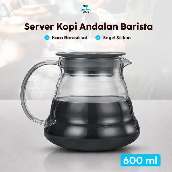 One Two Cups Coffee Server V60 Drip Pour Over Borosilicate Glass - SE101 - Light Gray