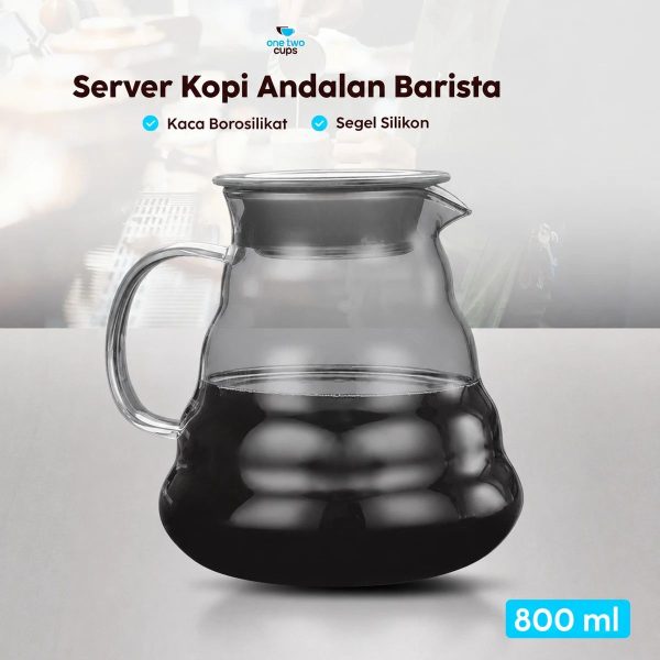 One Two Cups Coffee Server V60 Drip Pour Over Borosilicate Glass - SE101 - Light Gray