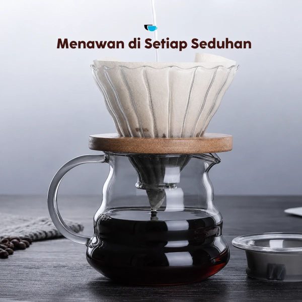 One Two Cups Coffee Server V60 Drip Pour Over Borosilicate Glass - SE101 - Light Gray