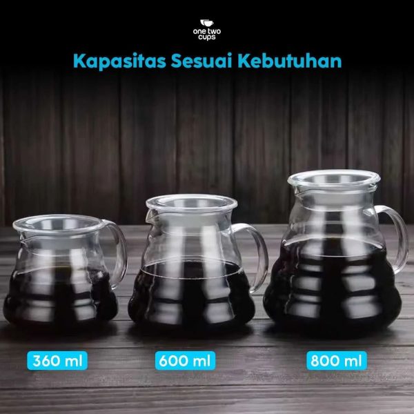One Two Cups Coffee Server V60 Drip Pour Over Borosilicate Glass - SE101 - Light Gray