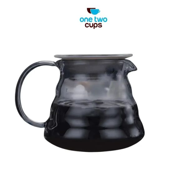 One Two Cups Coffee Server V60 Drip Pour Over Borosilicate Glass - SE101 - Light Gray