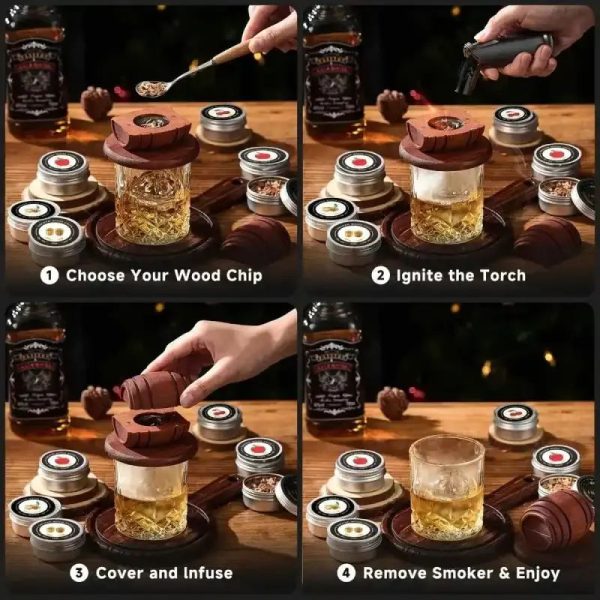 One Two Cups Set Alat Pengasap Cocktail Smoker Kit with 6 Wood Chips - ARB-60