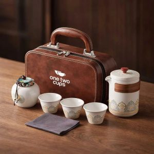 One Two Cups Set Teko Gelas Keramik Kopi Teh 3 Cangkir 1 Teko 1 Toples - S520