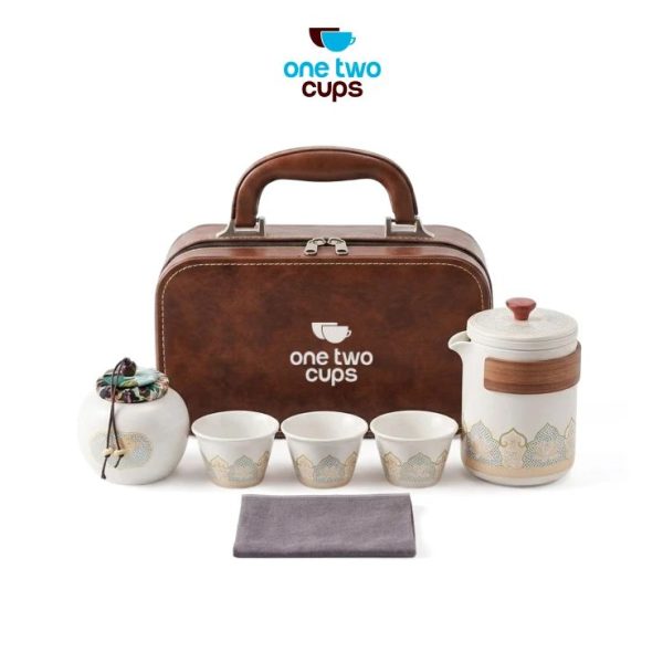 One Two Cups Set Teko Gelas Keramik Kopi Teh 3 Cangkir 1 Teko 1 Toples - S520